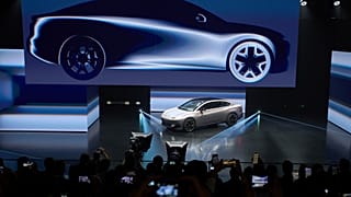 Una concept car viene mostrata durante la serata mediatica del Gruppo Volkswagen in vista del Salone dell'Auto di Shanghai, martedì 22 aprile 2025. 