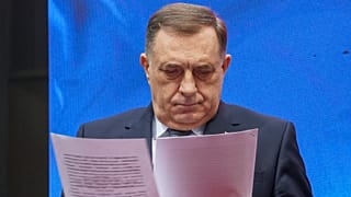 Bosnian Serb President Milorad Dodik at a rally in Banjaluka, 26 February 2025