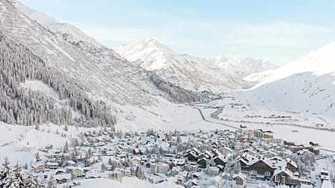 Aerial view of Andermatt Swiss Alps, Switzerland