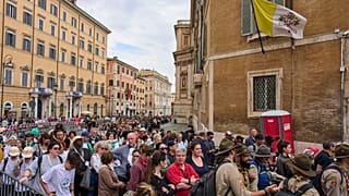 Faithful line up to pay their respects to the tomb of Pope Francis inside St Mary Major Basilica in Rome, 27 April 2025