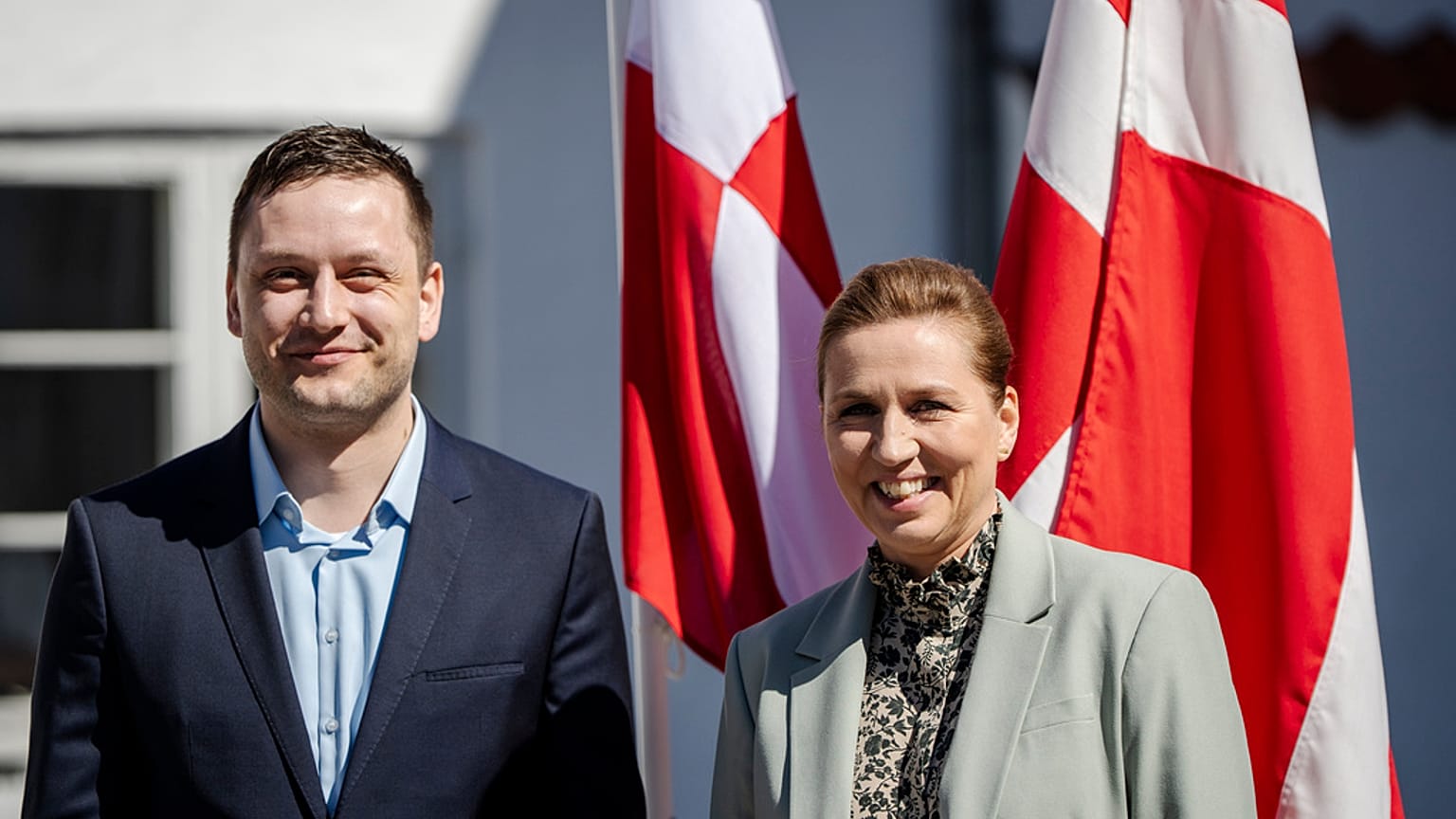 Mette Frederiksen dán miniszterelnök (jobbra) és Jens-Frederik Nielsen grönlandi miniszterelnök találkozója a Kongens Lyngby-i Marienborgban, Dánia, 2025.04.27.