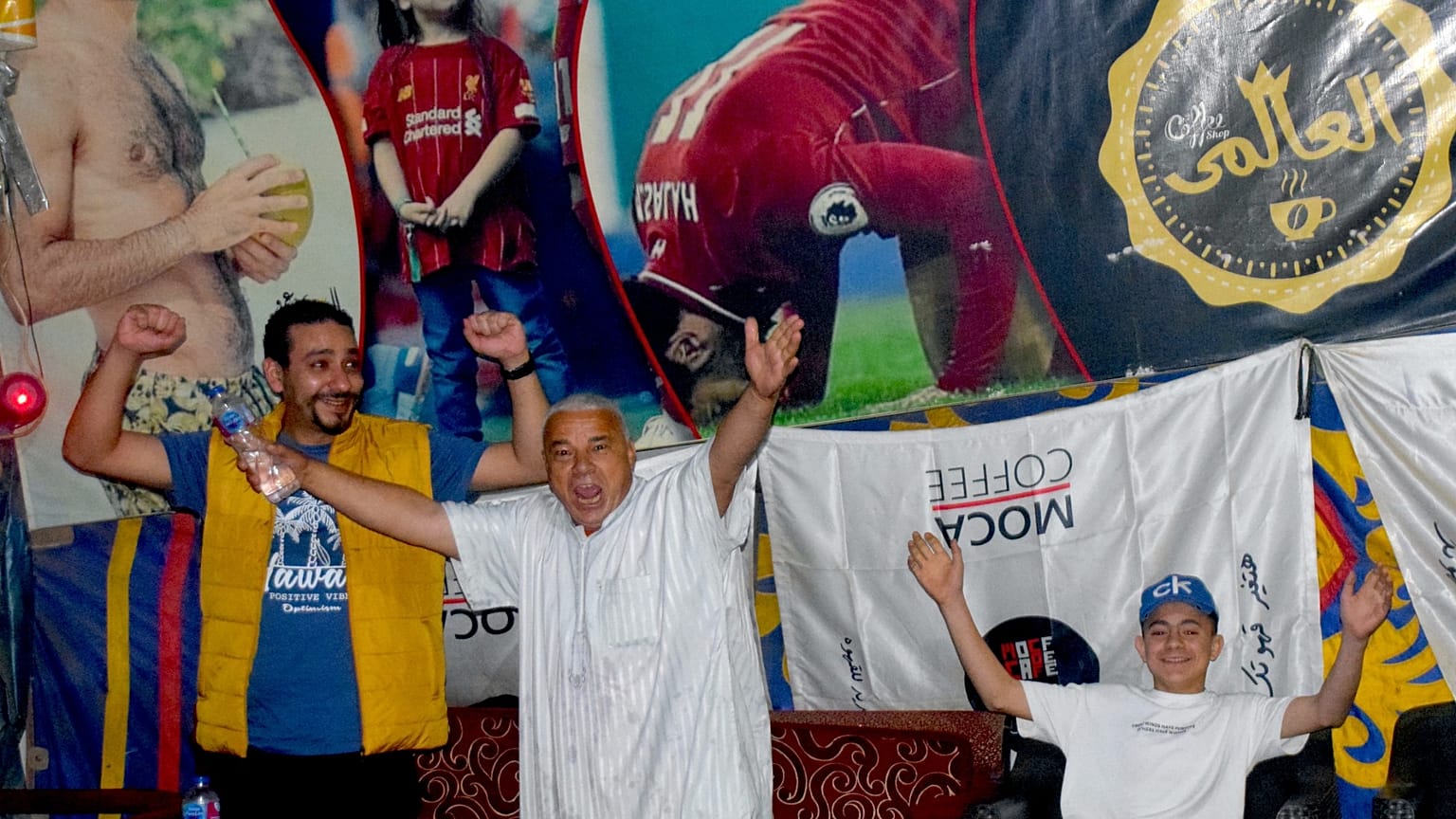 Residents celebrate as Mohamed Salah scores against Tottenham on Sunday, 28 April 2025