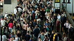 Passengers at Madrid airport during a major power outage, 28 April, 2025