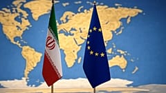 تزئینی پرچم ایران و اتحادیه اروپا