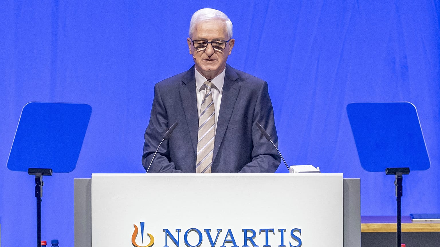 Chairman of the Board of Directors of Novartis Joerg Reinhardt at the St. Jakobshalle in Basel, Switzerland. 7 March 2025.