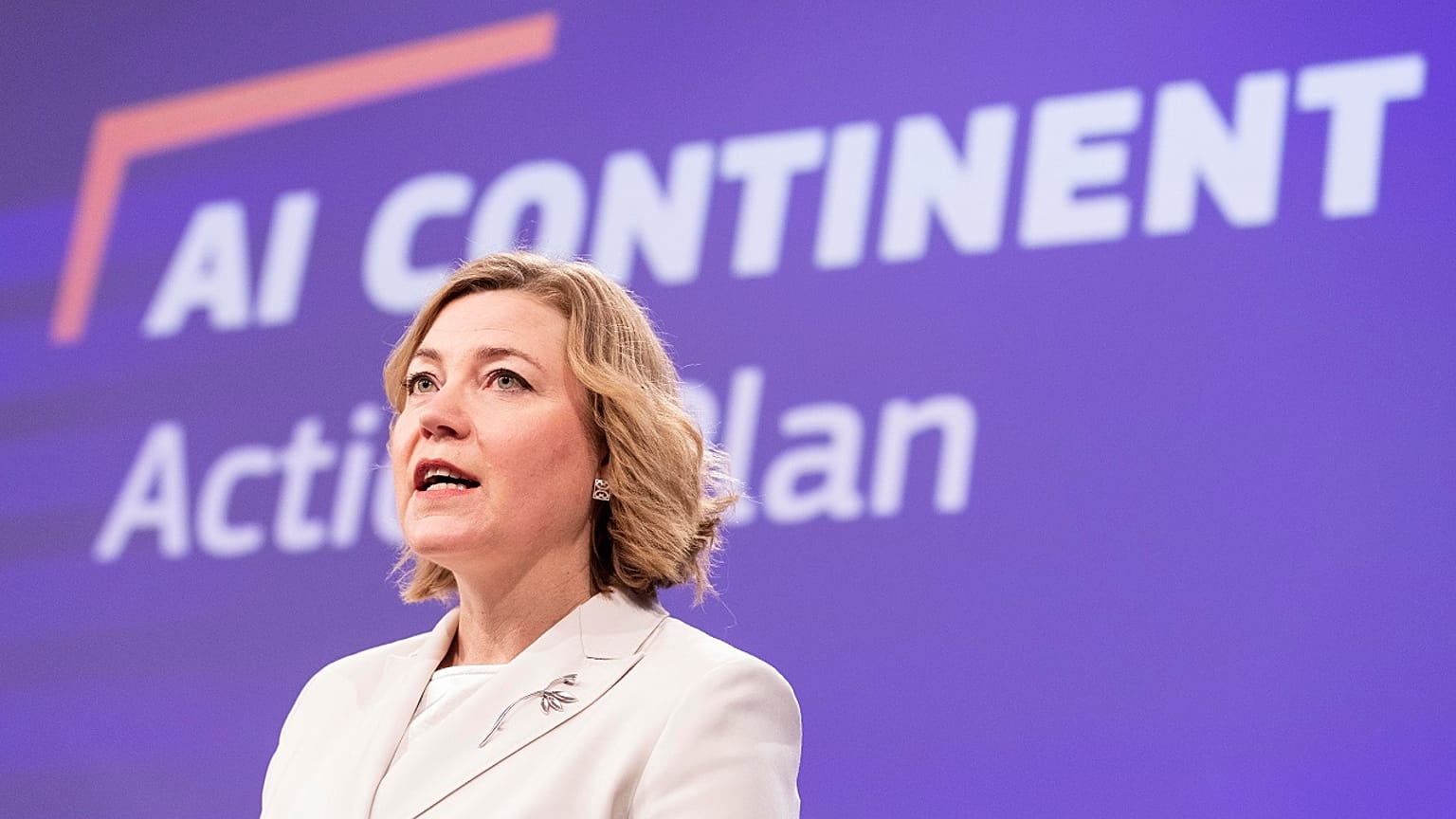 EU Tech Commissioner at the presentation of the AI Continent Action Plan.