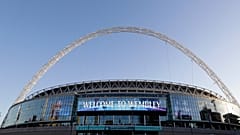 Blick auf die Außenansicht des Wembley-Stadions in London, 3. Oktober 2018