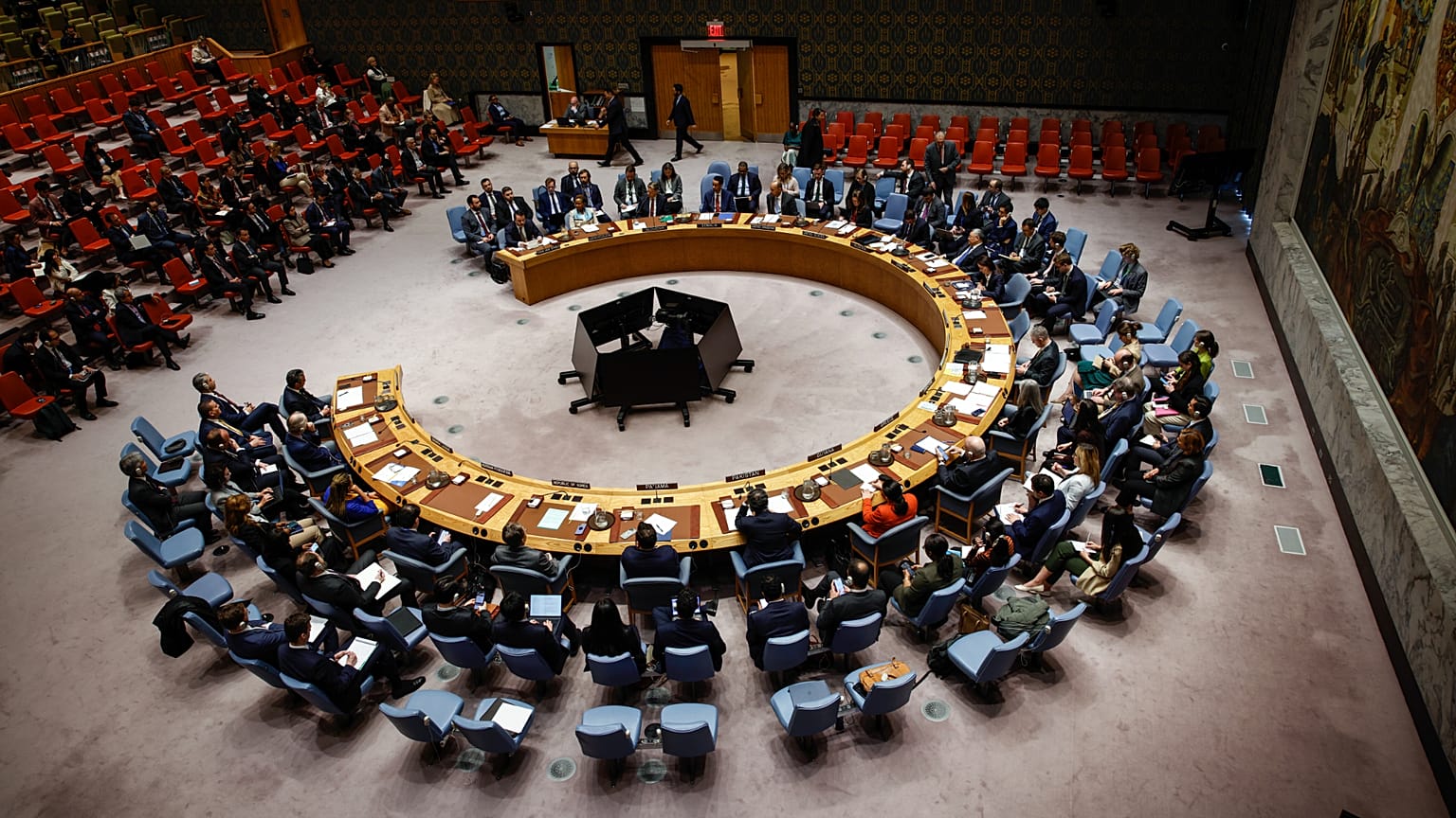 A view of the UN Security at the United Nations Headquarters, 25 April, 2025