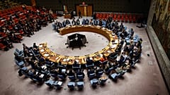 A view of the UN Security at the United Nations Headquarters, 25 April, 2025