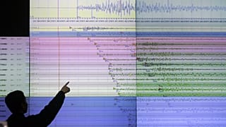 Bir jeolog Cakarta'da sismograf verilerini gösteren bir ekrana bakıyor, 30 Eylül 2009