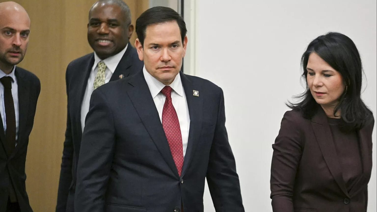 US Secretary of State Marco Rubio and Acting German Foreign Minister Annalena Baerbock at the NATO Foreign Ministers' Meeting. Brussels 4 April 2025