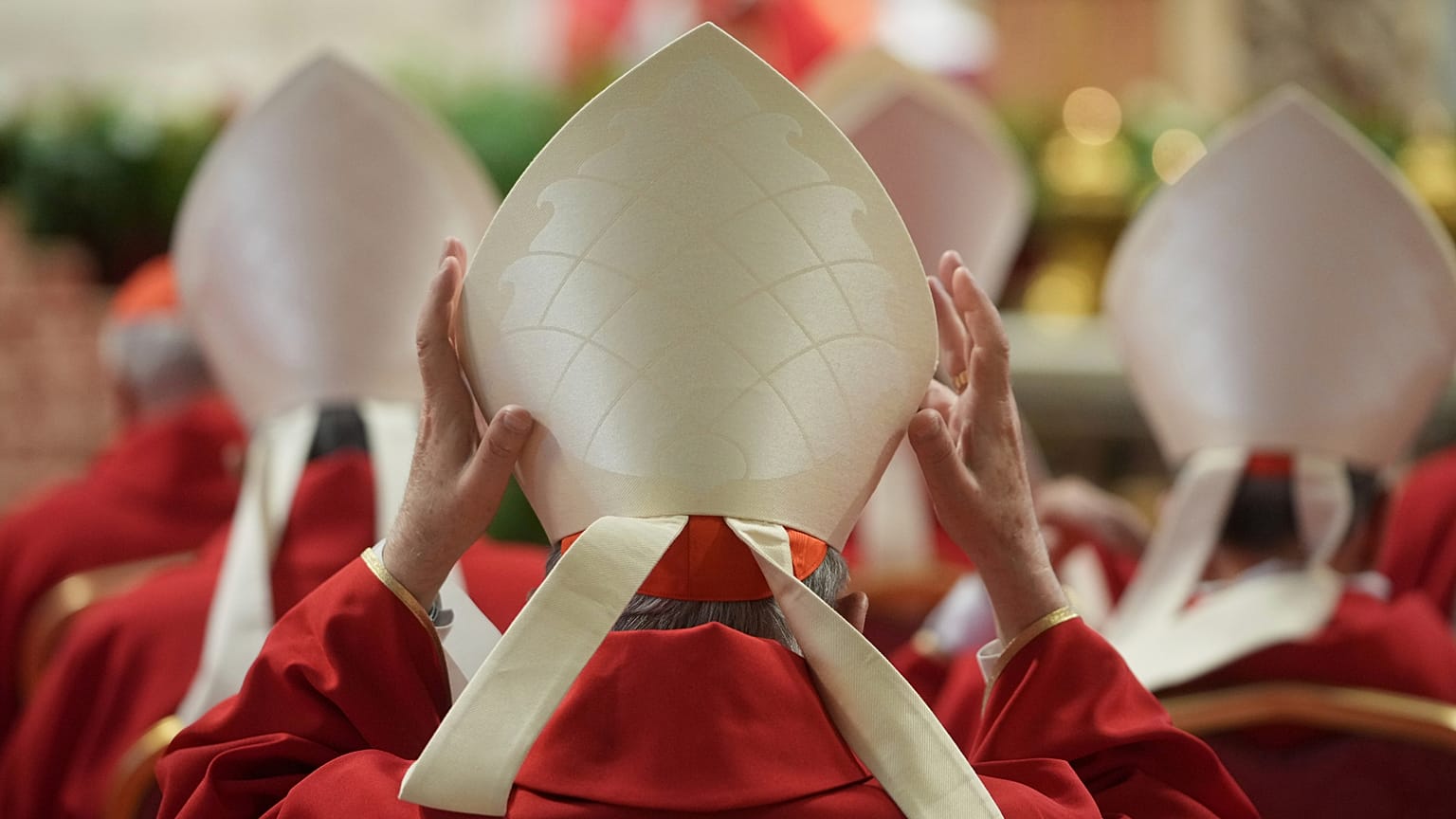 Cardinals attend a mass on the fifth of nine days of mourning for late Pope Francis, in St Peter's Basilica at the Vatican, 30 April 2025