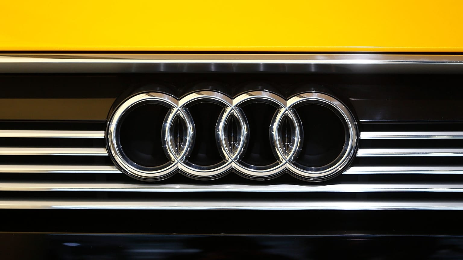 The four ring logo of German car producer Audi is photographed during the annual press conference in Ingolstadt, Germany, Thursday, March 3, 2016. 