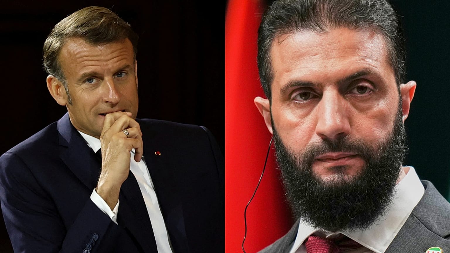 Le président intérimaire syrien Ahmed al-Charaa et le président français Emmanuel Macron