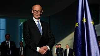 Newly elected German Chancellor Friedrich Merz at a handover ceremony in the chancellery in Berlin, 6 May, 2025