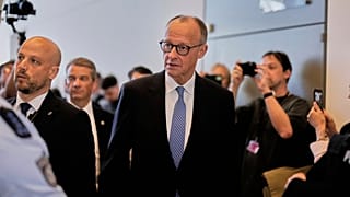 Friedrich Merz nach dem ersten Wahlgang im Bundestag, bei dem er nicht die erforderlichen Stimmen für die Kanzlerschaft erhalten hat, 6. Mai 2025.