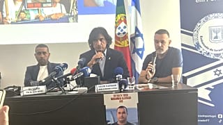 Rueda de prensa de algunos familiares de rehenes israelíes en Lisboa, 8 de mayo de 2025