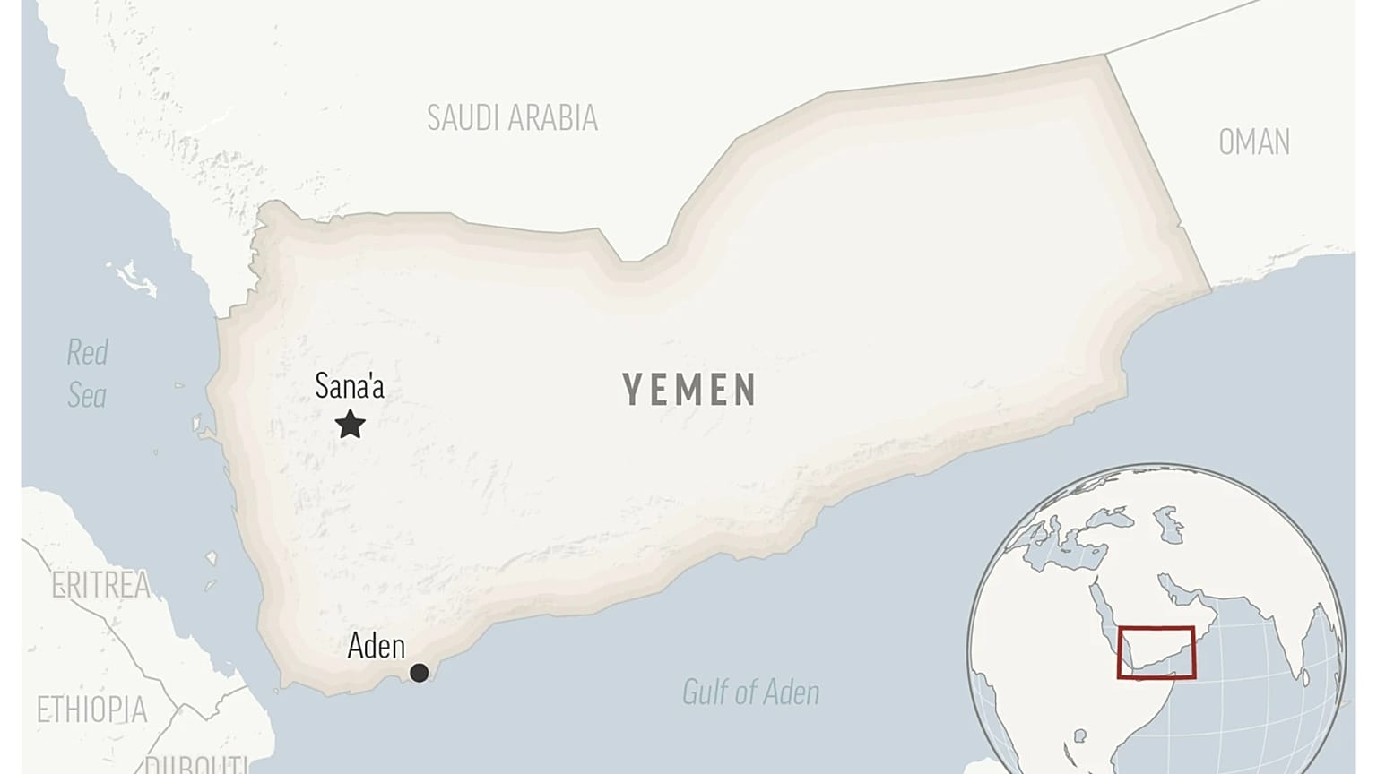 خارطة اليمن وتظهر فيها العاصمة صنعاء.