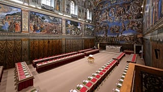 Die Sixtinische Kapelle, in der sich die Kardinäle zur Wahl des neuen Papstes versammeln werden, ist am Dienstag, 6. Mai 2025, zu sehen.