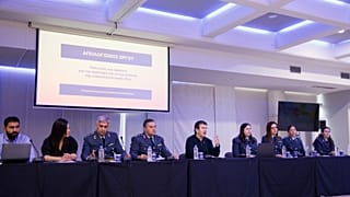 Ο υπουργός Προστασίας του Πολίτη Μιχάλης Χρυσοχοΐδης κατα τη διάρκεια συνέντευξης Τύπου, Θεσσαλονίκη, Τετάρτη 7 Μαΐου 2025.
