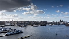 View of the city center skyline in Amsterdam, Netherlands, Saturday, Feb. 25, 2023.