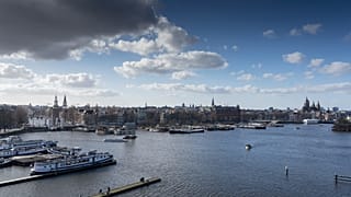 View of the city center skyline in Amsterdam, Netherlands, Saturday, Feb. 25, 2023.