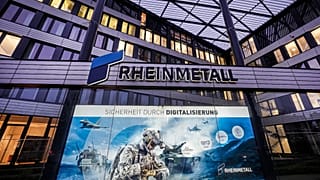 La sede del più grande produttore di armi tedesco Rheinmetall AG è raffigurata a Duesseldorf, Germania, lunedì 23 gennaio 2023.