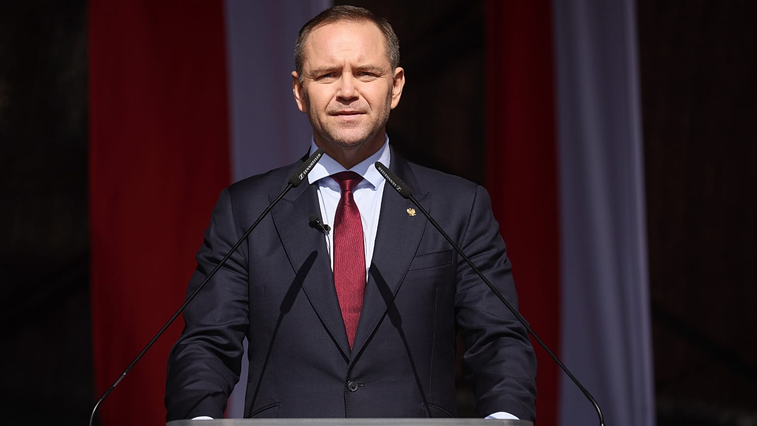  Karol Nawrocki a lengyel királyság megalapításának 1000. évfordulóján Varsóban, április 12-én