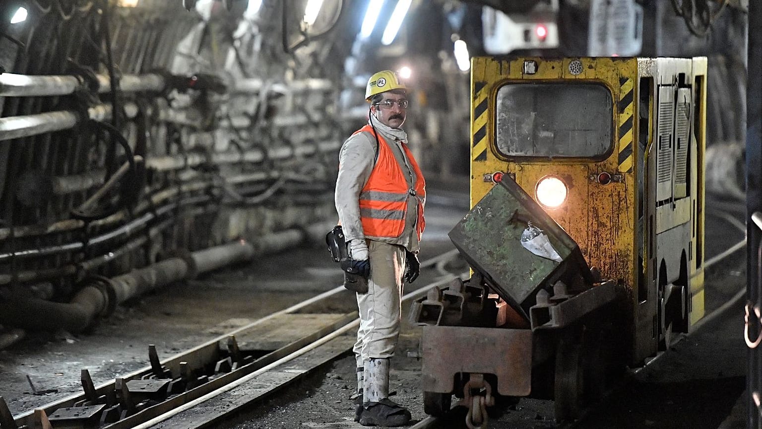 A miner works underground at the Prosper-Haniel coal mine in Bottrop, Germany, May 2018.