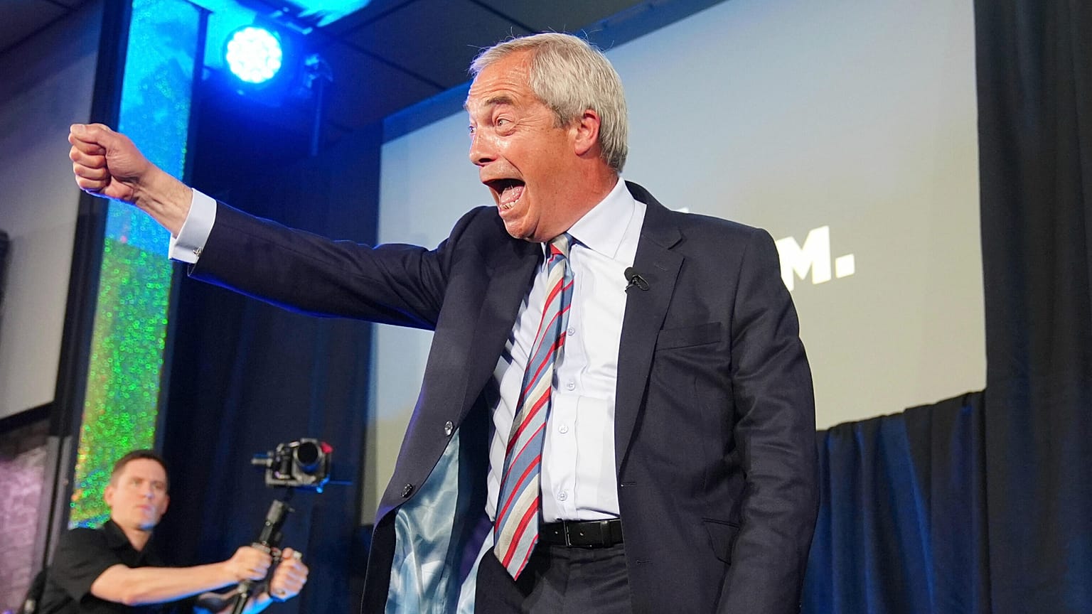 Reform UK leader Nigel Farage during a visit to The Big Club in Newton Aycliffe, England, on 2 May, 2025.