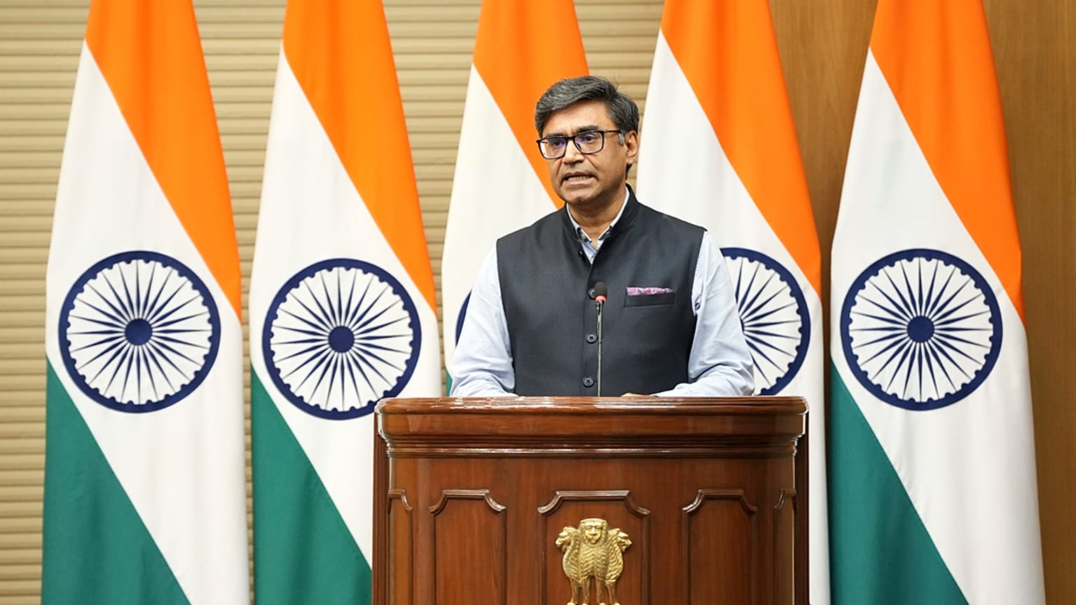 Vikram Misri, ministre Indien des Affaires étrangères, New Delhi, le 10 mai 2025
