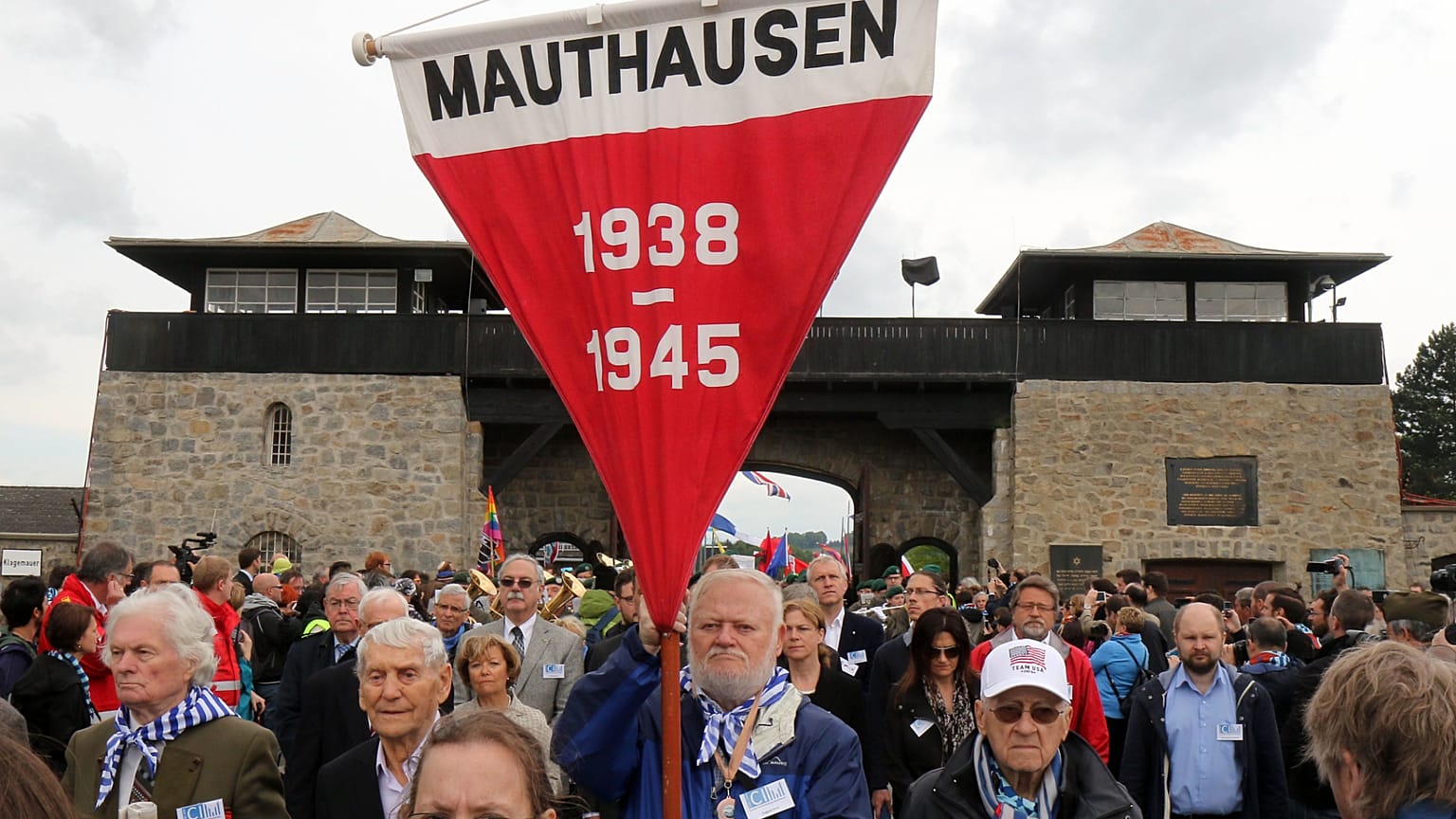FILE: Members of the international Mauthausen committee arrive for a ceremony to commemorate the 70th anniversary of the liberation of the Nazi camp in Mauthausen, 10 May 2015