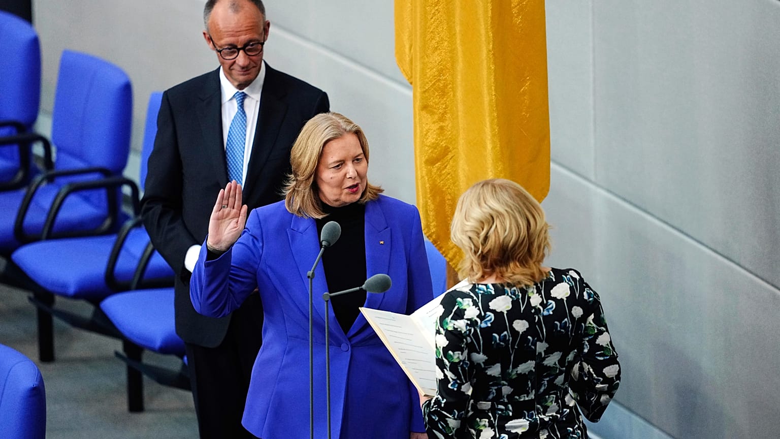 Bärbel Bas, Ministerin für Arbeit und Soziales, will nun auch SPD-Vorsitzende werden. 6. Mai 2025.