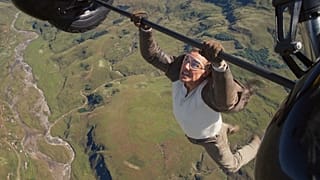 This image released by Paramount Pictures and Skydance shows Tom Cruise in a scene from "Mission: Impossible - The Final Reckoning."