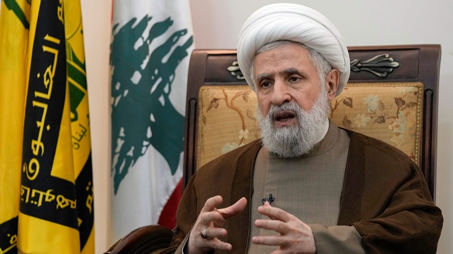 الأمين العام لحزب الله، نعيم قاسم، في الضاحية الجنوبية لبيروت، لبنان، الثلاثاء 2 تموز/ يوليو 2024.