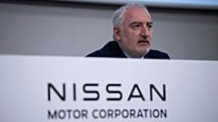 Nissan CFO'su Jeremie Papin, 13 Mayıs 2025 Salı günü Yokohama'da 2024 mali yılı finansal sonuçlarını açıklamak üzere düzenlenen basın toplantısına katıldı.