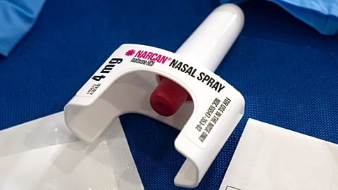 The opioid overdose reversal drug naloxone is shown.