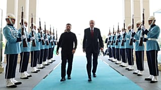 Erdoğan, Zelenskiy'yi Cumhurbaşkanlığı Külliyesi'nde ağırladı.
