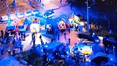 Scenes after a car accidentally ploughed into a crowd of people outside the stadium where Barcelona are facing off against Espanyol in Spanish league