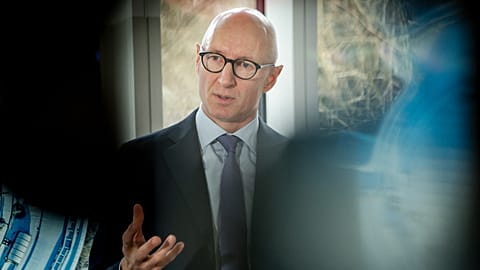 Novo Nordisk CEO Lars Fruergaard Jørgensen speaks during an event Feb. 5, 2025.