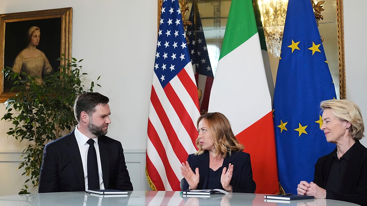 Vance, Meloni, von der Leyen w Rzymie