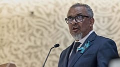 WHO-Chef Dr. Tedros Adhanom Ghebreyesus spricht auf der 78. Weltgesundheitsversammlung in Genf, Schweiz, am 19. Mai 2025.