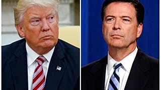 Donald Trump elnök 2017. május 10-én, illetve James Comey FBI-igazgató 2014. június 30-án (mindketten Washingtonban)