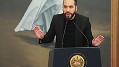 Bukele, durante uma conferência em El Salvador.
