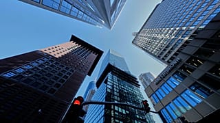 Buildings are pictured in the business district in Frankfurt, Germany. May 19, 2025.