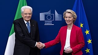 Sergio Mattarella e Ursula von der Leyen a Bruxelles, Belgio, 21 maggio 2025