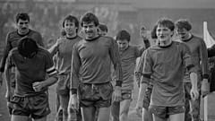 A továbbjutott Videoton SC játékosai az 1984/85-ös UEFA-kupában vívott PSG elleni párharc visszavágójának újrajátszott mérkőz��se után 1984.11.08-án