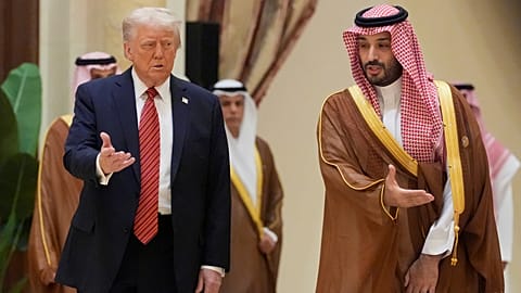 US President Donald Trump with Saudi Crown Prince Mohammed bin Salman during the GCC Summit in Riyadh, Saudi Arabia on Wednesday, May 14, 2025. 