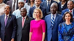 African Union Chairperson Mahmoud Ali Youssouf, Angola's Minister of External Relations Tete Antonio, European Union foreign policy chief Kaja Kallas, Mauritania's FM
