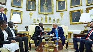 President Donald Trump meets South African President Cyril Ramaphosa in the Oval Office of the White House, Wednesday, May 21, 2025, in Washington
